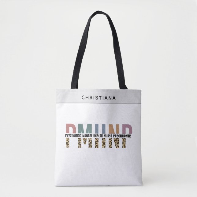 PMHNP Leopard Print Psychiatric Mental Health NP Tasche (Vorderseite)