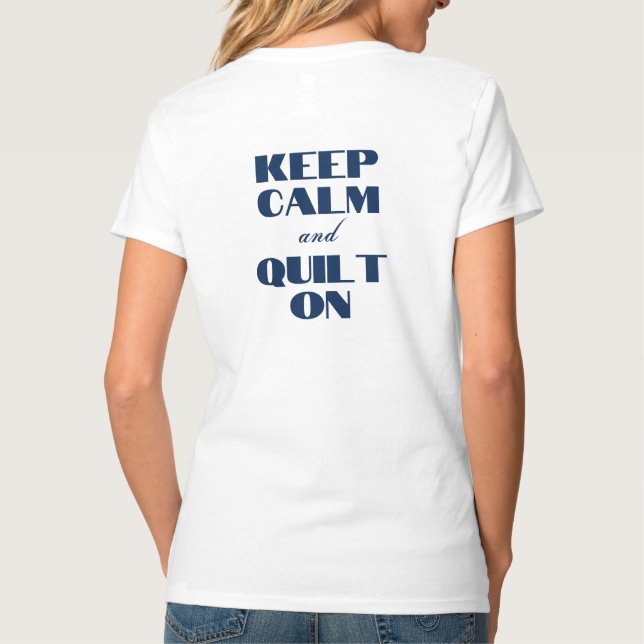 PMQG Women's V-Nacken-Shirt Behielt Calm und Quilt T-Shirt (Rückseite)