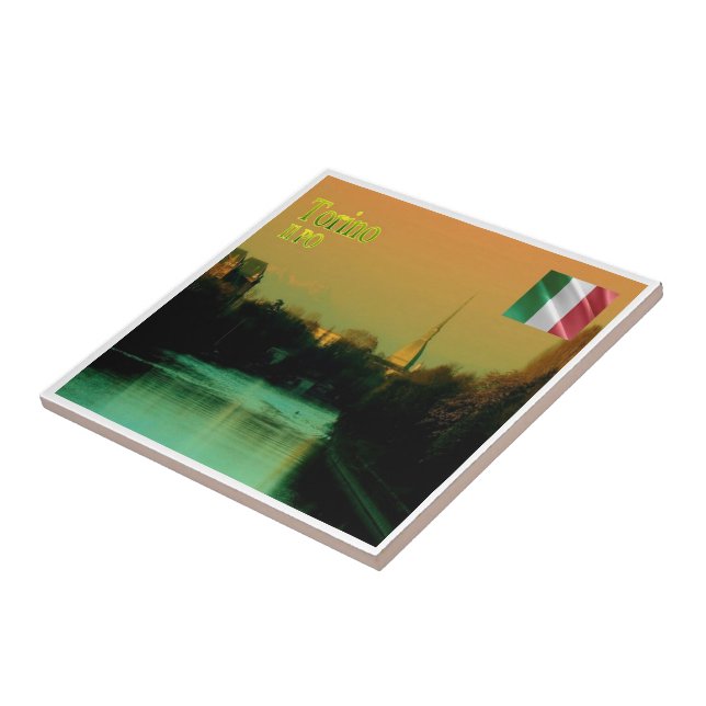 PMT014 TURIN River Po Piedmont, Italien, Fliese (Seite)