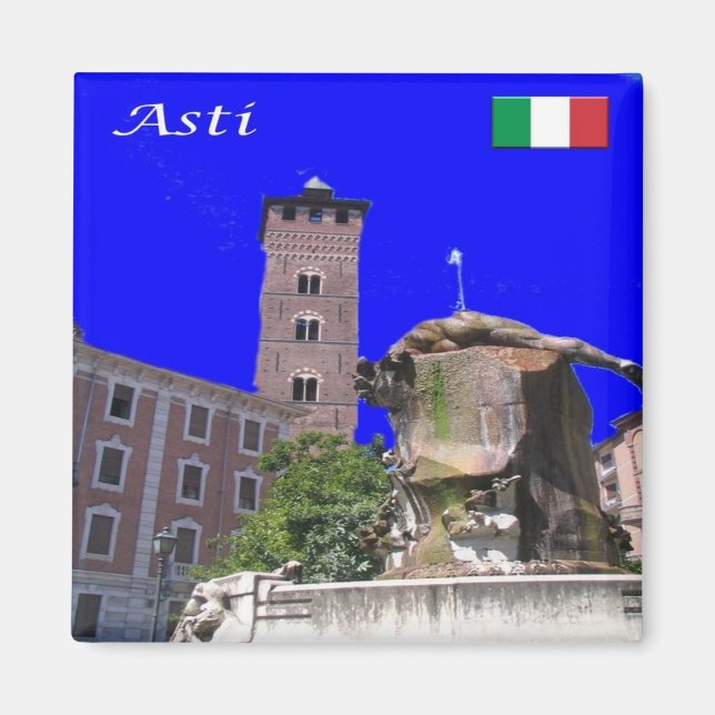 PMT027 ASTI Troyana Tower, Italien, Kühlschrank Magnet (Vorne)