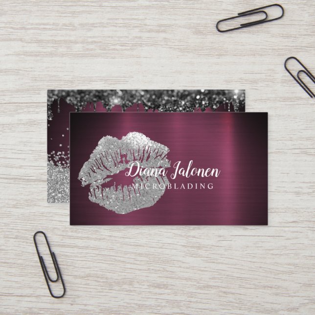 PMU Microblading Artist Sparkling Silver Gold Visitenkarte (Vorderseite/Rückseite Beispiel)