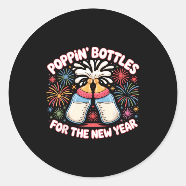 Pn Bottles For The New Year Funny Baby Milk Toast  Runder Aufkleber (Vorderseite)