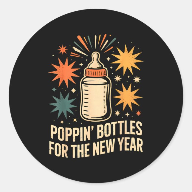 Pn Bottles For The New Year Happy New Year Mother  Runder Aufkleber (Vorderseite)