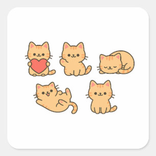 PNG Autocollant de chat mignon – 5 chats transpare
