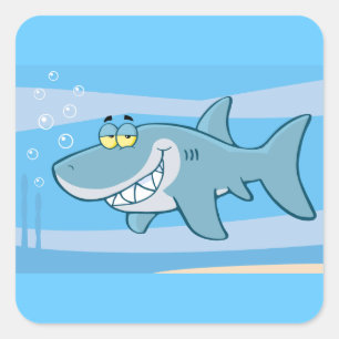 png_Cartoon-Hai-Unterwasser Quadratischer Aufkleber