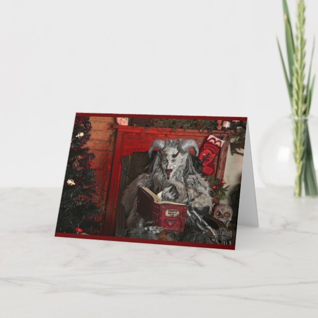 PNW Krampus Faltschachtel Feiertagskarte (Vorderseite)