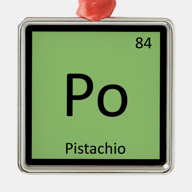 Po - Pistachio Nut Chemistry Periodisches Tabellen Silbernes Ornament (Vorne)