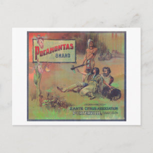 Pocahontas Orange LabelPorterville, CA Postkarte