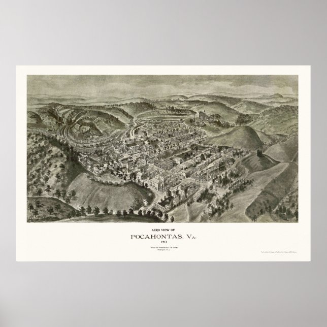 Pocahontas, VA Panorama Karte - 1911 Poster (Vorne)