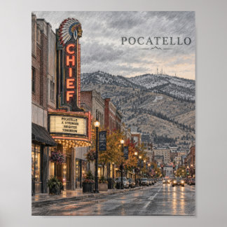 Pocatello Bergstadt Landschaftsposter | Idaho S Poster