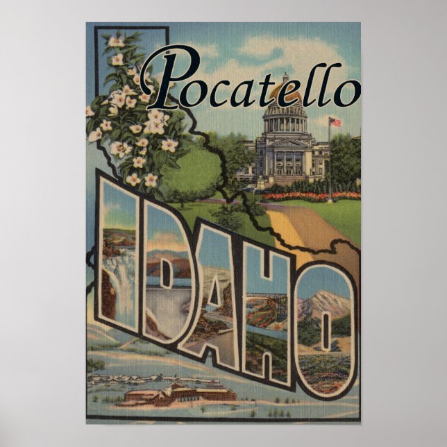 Pocatello, Idaho - Große Briefmarkenszenen Poster (Vorne)