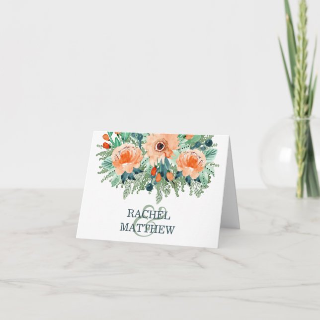 Pocher Turquoise Jade Aquarelle Mariage Merci (Devant)