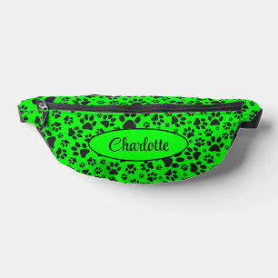 Poches de chien noir et blanc Pointe de Polka vert