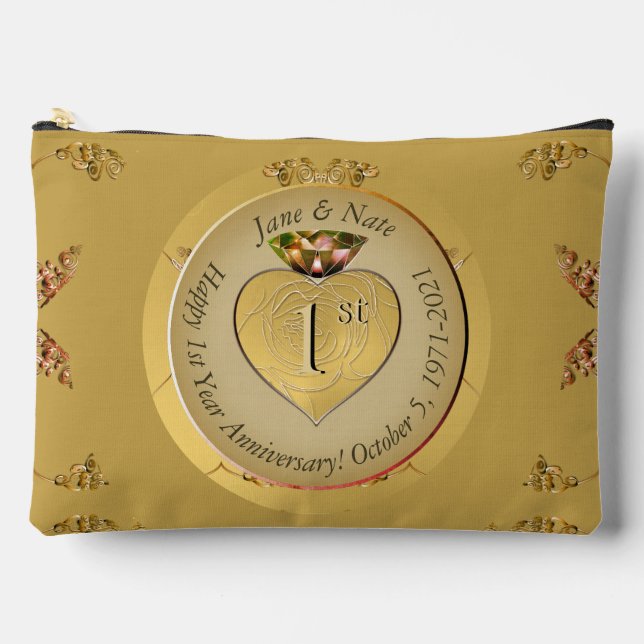 Pochette À Accessoires 1er/50e anniversaire de Mariage Golden (Recto)
