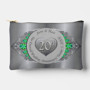 Pochette À Accessoires 20e anniversaire du Mariage Emerald & Platinum