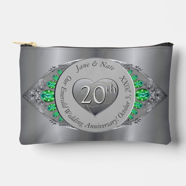 Pochette À Accessoires 20e anniversaire du Mariage Emerald & Platinum (Recto)