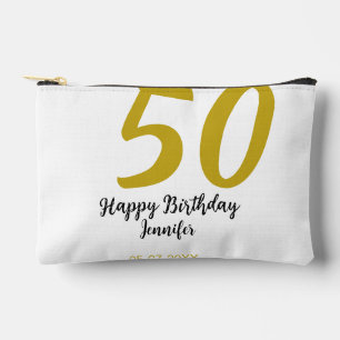 Pochette À Accessoires 50e anniversaire ajouter nom date année noire modè
