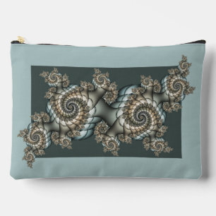 Pochette À Accessoires Abstrait Beige clair Bleu Fractal Art Spirales