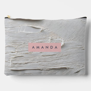 Pochette À Accessoires Abstrait texturé blanc minimal personnalisé