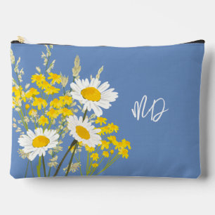 Pochette À Accessoires Accessoire de monogramme Fleur sauvage moderne