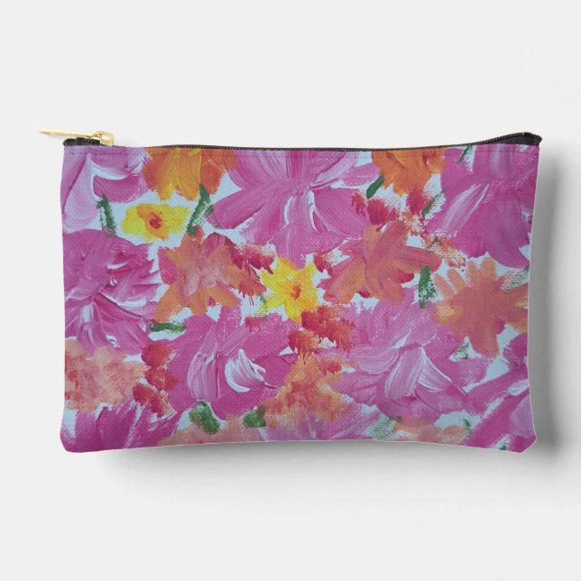 Pochette À Accessoires Accessoires floraux rose pêche Pouch (Recto)