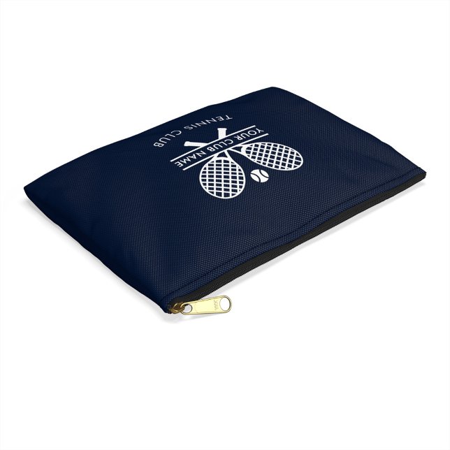 Pochette À Accessoires Ajouter Votre Nom Club Tennis Icônes Marine Bleu (Tennis Club Name Custom Navy Blue White Accessory Pouch)