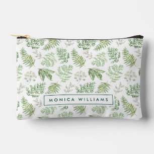 Pochette À Accessoires Ajoutez votre nom   Forest Greenery Motif