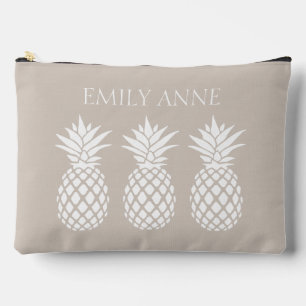 Pochette À Accessoires Ananas blanc préppy sur beige