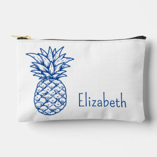 Pochette À Accessoires Ananas bleu Preppy Tropical Navy Personnalisé
