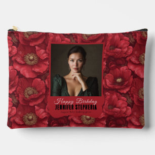 Pochette À Accessoires Anémones Rouges Fleurs Anniversaire Adulte Tendanc