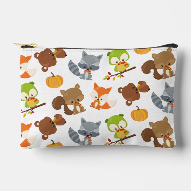 Pochette À Accessoires Animaux de forêt, Animaux de forêt, Animaux d'auto (Recto)