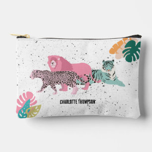 Pochette À Accessoires Animaux sauvages colorés et Feuilles tropicaux