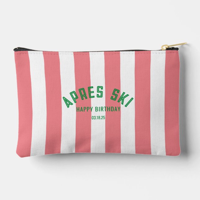 Pochette À Accessoires Apres Ski Bonne Anniversaire Pink Cabana Stripe (Verso)