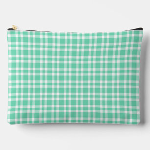 Pochette À Accessoires Aquamarine motif carreaux blanc grand