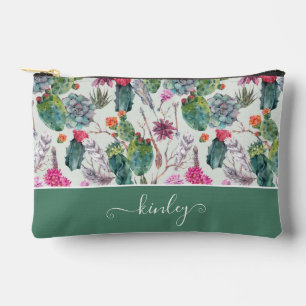 Pochette À Accessoires Aquarelle Boho exotique Cactus et Motif succulent