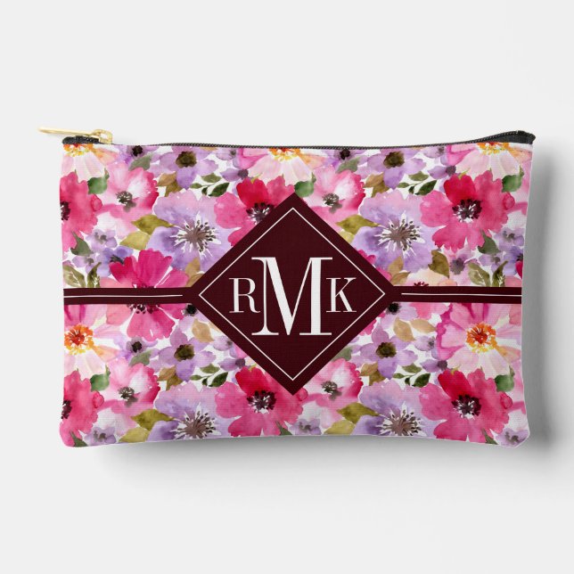 Pochette À Accessoires Aquarelle d'été motif floral (Recto)