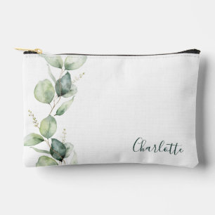 Pochette À Accessoires Aquarelle Eucalyptus Script personnalisé