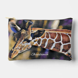 Pochette À Accessoires Aquarelle Giraffe personnalisée