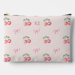 Pochette À Accessoires Aquarelle mignonne cerises et vaches.