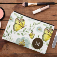 Aquarelle monogramme jaune Papillon floral