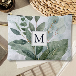 Pochette À Accessoires Aquarelle monogramme Sage rustique Vert