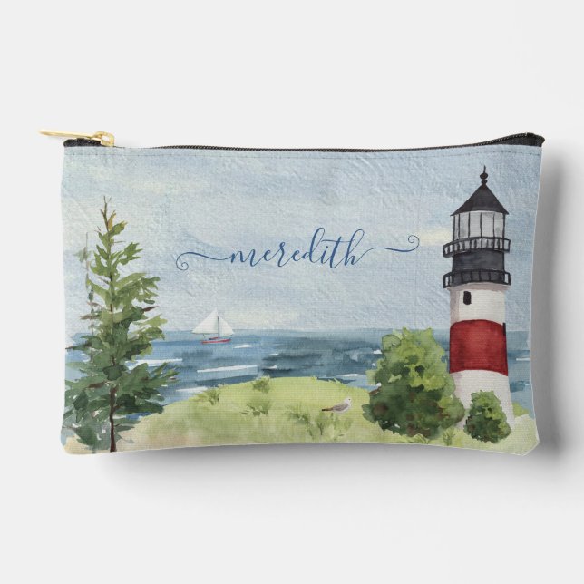 Pochette À Accessoires Aquarelle Phare Côtier Nom de la scène (Recto)