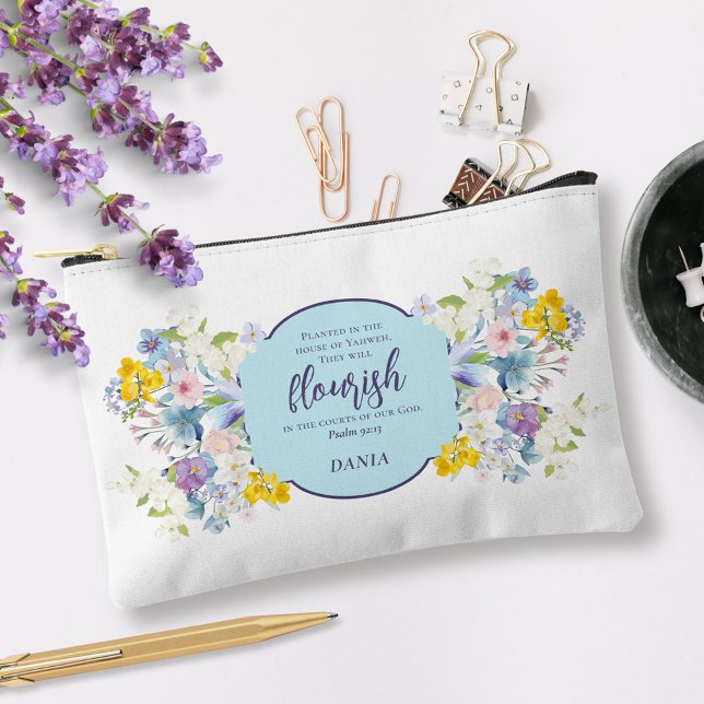 Pochette À Accessoires Aquarelle Printemps Floral Bible Verse Personnalis (Créateur téléchargé)