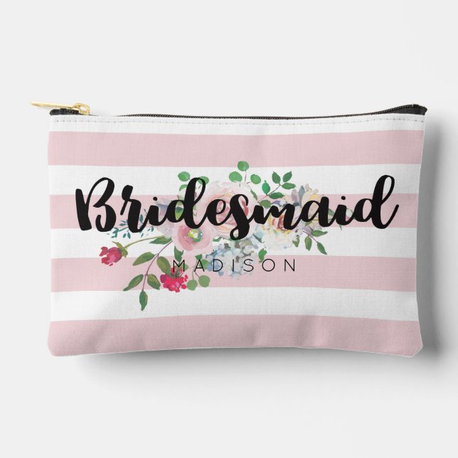 Pochette À Accessoires Aquarelle Rose flou Mariage floral Bridesmaid (Recto)