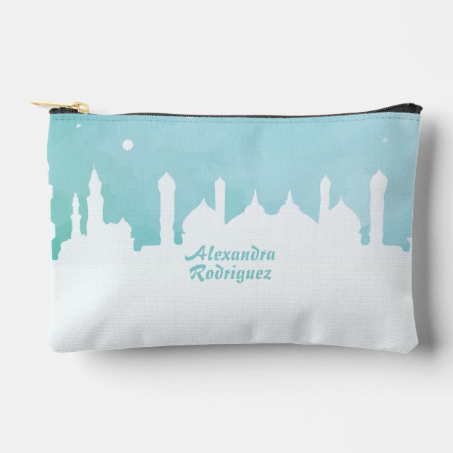 Pochette À Accessoires Aquarelle Turquoise Arabian Nights (Recto)
