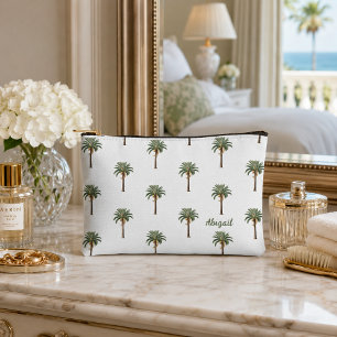 Pochette À Accessoires Arbres palmiers chic côtiers personnalisés avec no