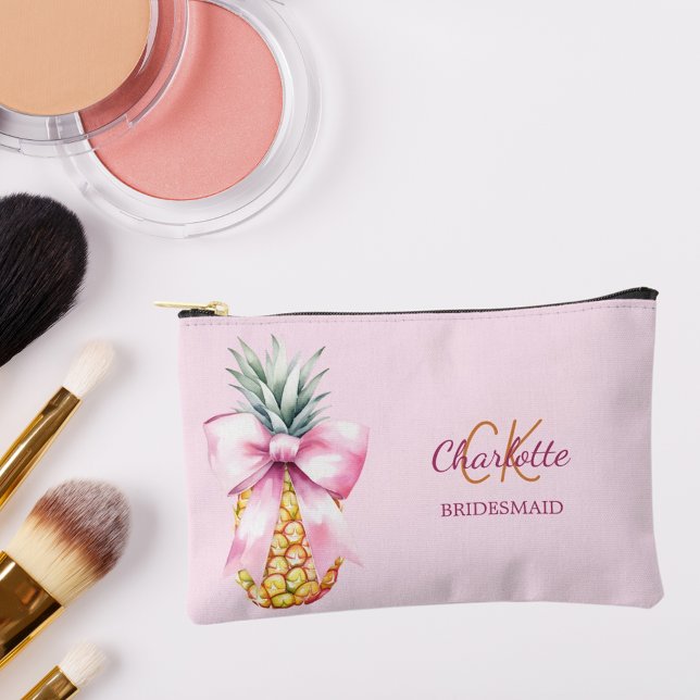 Pochette À Accessoires Arc rose ananas monogramme tropical (Créateur téléchargé)
