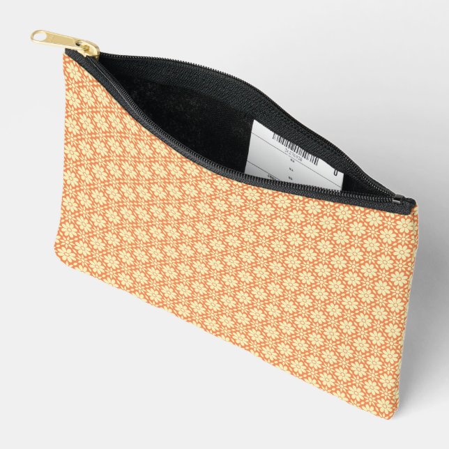 Pochette À Accessoires arrière - plan orange et blanc avec motif (Ouvrir)