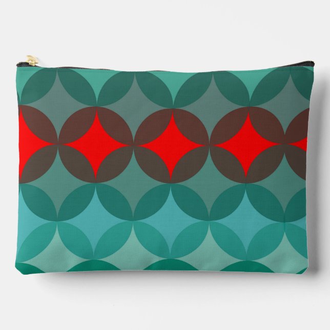 Pochette À Accessoires art déco inspiré turquoise & rouge abstrait (Recto)