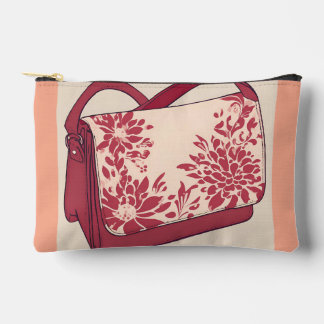 Pochette À Accessoires Art Floral Beige & Rouge AI
